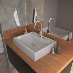 Kit Cuba Rt49 com Torneira Luxo 1195 Metal e Válvula Click 1 Polegada G e Sifão Cromado e Flexível Compace Cinza