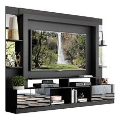 Rack Estante com Suporte Tv 65" e Espelho Oslo Multimóveis Preto
