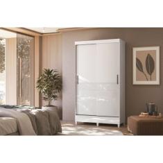 Guarda Roupa 1,06m 2 Portas Correr com Pés  Santos Andira Fit  Branco