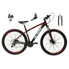 Bicicleta Aro 29 Ksw Xlt 24v Câmbio Shimano Acera K7 Garfo Trava Freio A Disco - Preto-vermelho-branco Tam.21