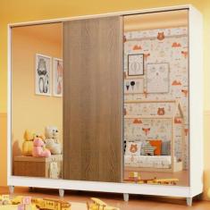 Guarda Roupa Infantil 100% MDF Madesa Logan 3 Portas de Correr com Esp