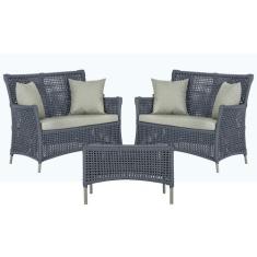 2 Sofás Área e Mesa Igapó Alumínio Pintura Fendi Corda Náutica Estofad