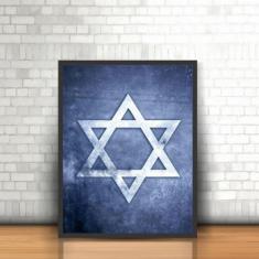 Quadro Com Moldura Religião Judaísmo Estrela De Davi Símbolo - Plinpli