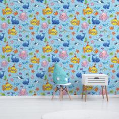 Papel de Parede Fundo do Mar Infantil 57x270cm - Quartinhos
