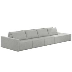 Sofá Ilha Modular com Puff para Sala Living 392cm Georgia K04 Linho Ci