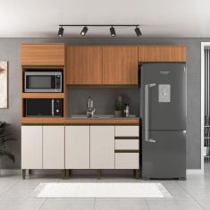 Cozinha Completa Cecilia 8 Portas 3 Gavetas Freijó/Off White - Jcarvalho