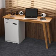 Escrivaninha com Porta Viana Branco Acetinado Cinamomo - Mais de Casa