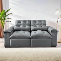 Sofá Retrátil e Reclinável 1,5m em Tecido Veludão C/ Pillow nos Braços