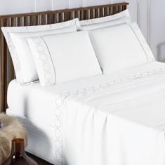 Jogo Cama Lençol Santoro Queen Micropercal 300 Fios 4 Peças - Branco -