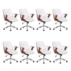 Kit 8 Cadeiras Escritório Diretor Giratória Kopenhagen Branco