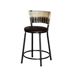 Banqueta Baixa Ratan Hawai Preta Cappuccino Premium - Lamar Design, Ma