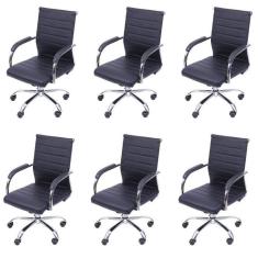 Kit 6 Cadeiras para Escritorio Diretor Esteirinha Florenca 3322 Preto