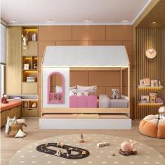 Bicama Infantil Casinha com Led e Janela New Garden Casatema MadeiraOr