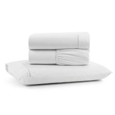Jogo de Lençol Solteiro Mirante 100% Algodão 3 Peças Branco
