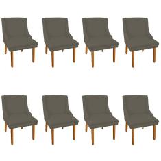 Kit 8 Cadeiras de Jantar Suede Marrom Rato Pés Palito