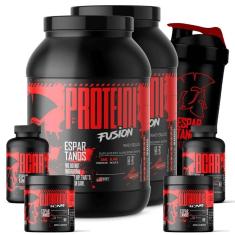 Combo Duplo Whey Protein Fusion + 2x Bcaa + 2x Glutamina + Shaker-Unissex