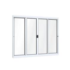 Janela de Aluminío de Correr 100x150cm 4 Folhas com Vidro Lucasa Ideale Branco