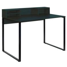 Mesa escrivaninha 100cm pé quadrado Mart Home MH21PT com nichos Preta