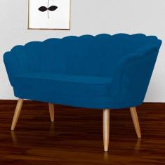 Namoradeira Estofada Decorativa Para Recepção Pétala Suede Azul Royal - LM DECOR