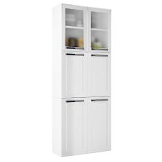 Paneleiro de Cozinha Itatiaia 6 Portas 2 Em Vidro Florença Branco Neve