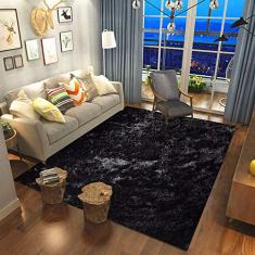Tapete de Sala Felpudo Sedoso 1,50mx2,00m Preto Casa Dona
