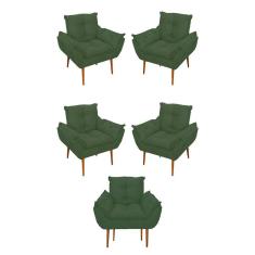 Kit 05 Poltrona Opala Sofá Sala, Quarto, Escritório Suede Cor:verde