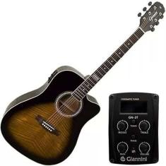Kit Violão Eletroacústico Aço Folk Gf1D Tabacco Sb Giannini