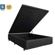 Cama Box Baú Casal Platinum AColchões Matelado Preto 41x138x188