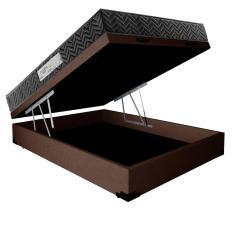 Cama Box Baú Casal Colchão Prime Gold D33 Paropas + Box Suede 61x138x188 Marrom