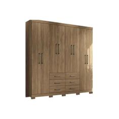 Guarda Roupa 8 Portas e 6 Gavetas c/ Pés Liverpool Jatoba - Santos And
