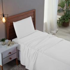 Kit Roupa Cama Solteiro 100% Algodão 3 Peças Percal 300 Fios Hotel Pou
