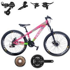 Bicicleta Vikingx Aro 26 Tuff 25 24v Cambio Shiamano Traseiro Dianteir