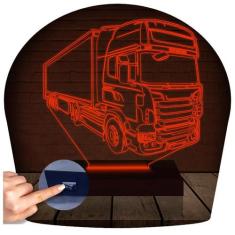 Luminária Led 3D Caminhão Abajur 1 - 3D Fantasy, Vermelho, Bivolt