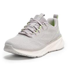 Skechers Edgeride-Power Flow Tênis feminino, Cinza/limão, 35