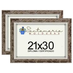 Kit 2 Molduras Porta Diploma Certificado A4 21x30 Marrom - Santamaria 