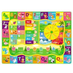 ABC Tapete infantil educativo fofo para sala de jogos, tapete antiderrapante para sala de aula para aprender animais ABC, número, mês, forma e cor, tapete de brinquedo para bebês do bebê (1 x 1,5 m)