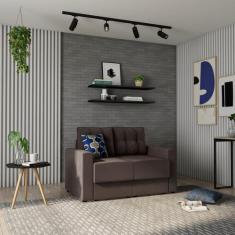 Sofá 2 Lugares Retrátil Mainz Suede Grafite 140 cm - Mobly