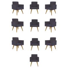 Kit 10 Cadeiras Poltronas Decorativa - Escritório - Recepção Cor:cinza