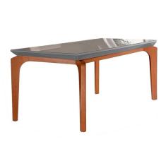 Mesa Para Cozinha Londrina + Tampo Madeirado Reto 180x90cm Grafite-imbuia - Rufato