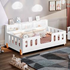 Cama Infantil De Criança Design Montessoriana Led Nina Com Nicho Branca