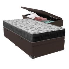 Cama Ortobom Solteiro Box Baú Marrom E Colchão Iso100 Espuma D33