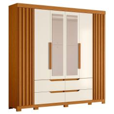 Guarda Roupa Casal 6 Portas Com Espelho 240cm Doble Cinamomo/Off White - Albatroz