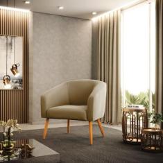 Poltrona Stella Suede Pés Palito Castanho D03 - D'Rossi, Marrom Rato