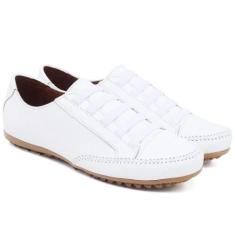 Tênis Feminino rasteiro Mocatenis Casual Novidade - Schenker, Branco, 
