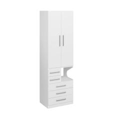 Guarda Roupa Solteiro 1224 Esquerdo 2 Portas de Bater 3 Gavetas Branco Móveis Ilan