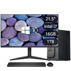 Computador Completo Intel Core i7 6ª Geração 16GB DDR4 SSD 1TB Monitor LED 21.5&quot; HDMI Windows 10 3green Flex 3F-048