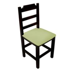 Cadeira Fixa De Madeira Paulista Com Assento Estofado Verde - Preto -