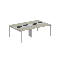 Mesa de Plataforma Dupla para 4 Pessoas Corporativa 120X140/4P PDC12/14/4P Nogueira Casablanca/Cinza