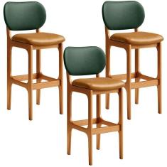 Kit 3 Banquetas Alta Betta Imbuia Facto Verde Whisky