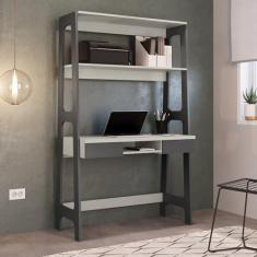 Escrivaninha para Escritório com Estante Primazzia Grafite/Off White